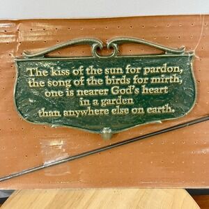 Vintage Whitehall Kiss of the Sun Garden Plaque Metal Sign Stake 81748 Verdigris